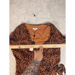 gianni bini avery long sleeve wrap‎ dress print large nwt Leopard Cheetah Animal thumbnail 7