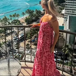 Hutch Pink Floral Tiered Ruffle Maxi Dress MEDIUM Sundress Cottage Vacation $270 thumbnail 7