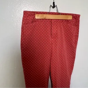 Old Navy Women's Size 6 Pixie High Rise Ankle Pant Gooseberry Red Pink Polka Dot thumbnail 8