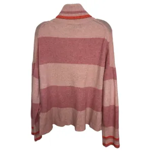 J Crew Supersoft Pink Striped Merino Wool Alpaca Blend Turtleneck Sweater M thumbnail 2