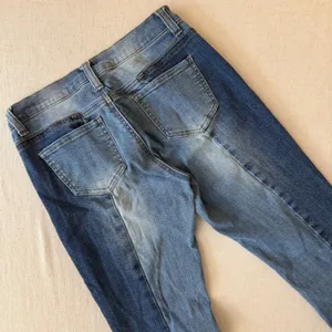 LITZ Premium Denim Two Tone Flare Jeans Blue Panel‎ Raw Hem Size 27 thumbnail 13