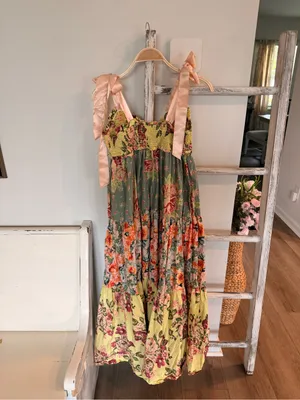 Free People Bluebell Dress M Maxi Cottage Core Floral Rare/HTF Farmhouse EUC thumbnail 2