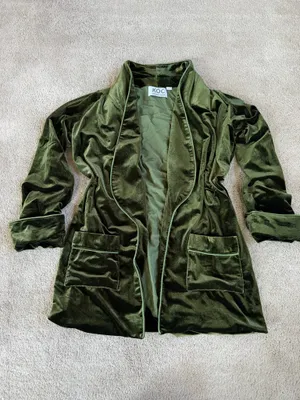 KOC Collection Olive Green Velvet Blazer – Size S thumbnail 2