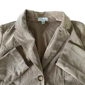 Kim Rogers Dark Academia Faux Suede Corduroy Blazer Jacket Two Button Pleated Pocket 10P thumbnail 10