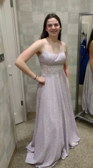 Light Pink Prom Dillard's Sparkle Dress thumbnail 1