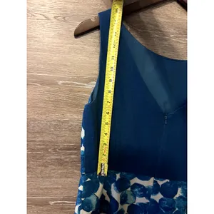 Tabitha dress blue size 12 floral cocktail party pencil zipper V back short thumbnail 7