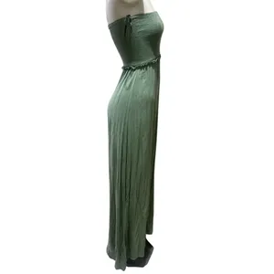 Forever 21 Women's Green Strapless Smocked Maxi Dress Size S Summer Casual thumbnail 5