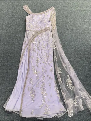 Lavender Purple Glitter Beaded Gown Size L thumbnail 2