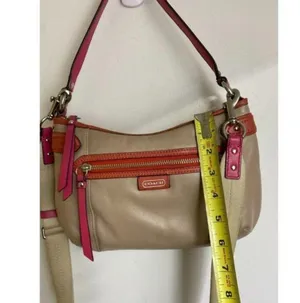 coach medium w adjustable strap tan pink leather c thumbnail 3