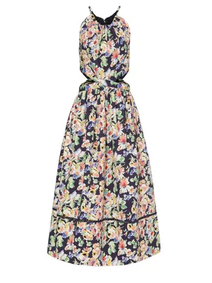$195 SOMETHING NAVY Floral Midi Dress with Cutouts - Size S thumbnail 5