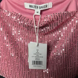 NWT Walter Baker Chellie Sequin Rose Pink Crop Top Medium thumbnail 4