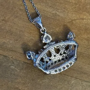 Vintage Ross Simons 925 pave crown pendant necklace thumbnail 5