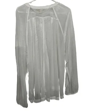 We the free Acadia white semi sheer long sleeve Henley top large thumbnail 5