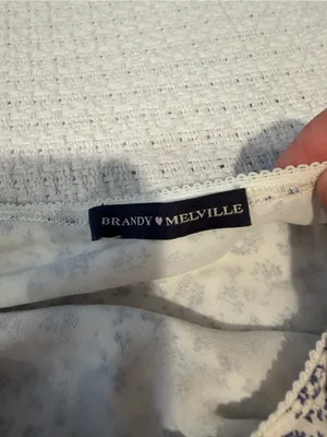 Brandy Melville Cream Skirt with Blue Floral Print thumbnail 3