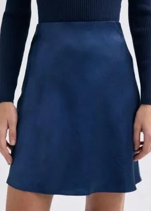 Aritzia | Babaton Slip Satin Crinkled Mini Skirt Size 6 In Starboard Navy Blue thumbnail 1