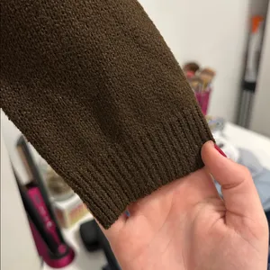 SHEIN asymmetrical diagonal button down brown sweater thumbnail 9