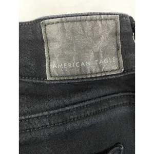 American Eagle‎ Flare Jeans Women Black Front Seam Split Hem High Waisted Sz 4 thumbnail 6
