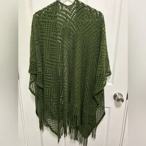 Forest Green Knit Fringe Cardigan thumbnail 4