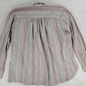 Free People High Tide Shirt XS Tan Pink Womens Striped Oversized Button Up Boho thumbnail 14
