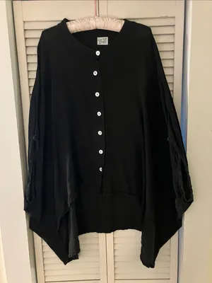 Oh My Gauze Black Oversized Button Down Shirt Size 2 Size M thumbnail 2