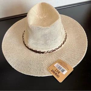 NWT cowboy hat, polyester, mock straw hat, adult thumbnail 2