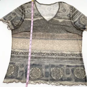 Vintage 90s Y2K Sheer Mesh Top Short Sleeves Lettuce Hem Fairy Grunge Baby Tee thumbnail 5