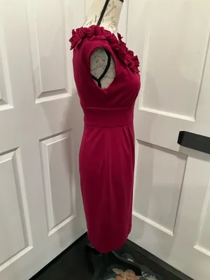Nwt London‎ Times Maroon Rosette Dress thumbnail 2