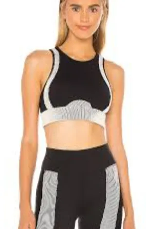 ALO Yoga Electric Sports Bra Black/White Size Small thumbnail 1