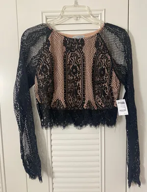Charlotte Russe Black lace shirt thumbnail 1