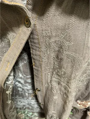 Y2K De Sport Aziza Brown Button Up Shirt Boho Embroidered M thumbnail 8