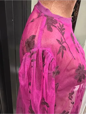 Free People Cecelia Sheer Embroidered Mini Dress – Fuchsia – Size XS thumbnail 4