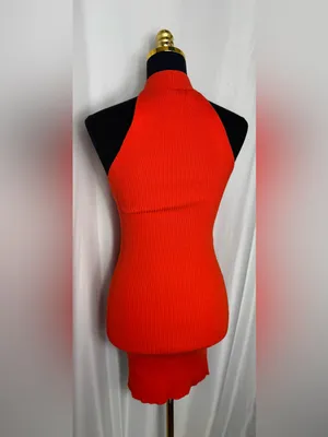 FOREVER 21 Orange Knit Criss Cross front Midi Dress S Sleeveless Ribbed NWT thumbnail 4