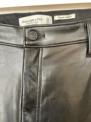 Abercrombie Fitch Women Pant 33 FauxLeather Ankle Straight Ultra HiRise Black thumbnail 3