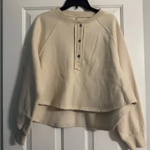Altar'd State Cream Raglan Polo Sweatshirt thumbnail 1