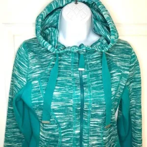 Zella Marled Hoodie Zipper Sweatshirt Jacket Long Sleeves Teal S thumbnail 3