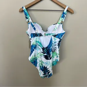 NWT Peyton and Parker One Piece Swimsuit White Blue Tropical Floral Size Small thumbnail 3