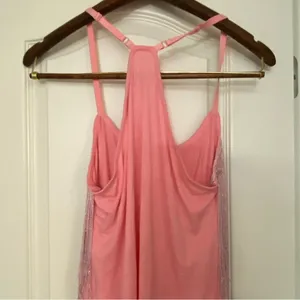 Maner Womens Bubblegum Pink Fringe Front Tank Top M Medium 38” NWT New thumbnail 8