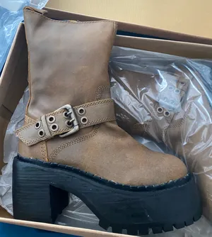 Urban Outfitters Chunky Buckle Moto Boots thumbnail 1