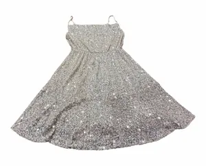SO Party Dress Champagne Sequins Spaghetti Strap, Size Medium, Dance Cocktail thumbnail 1
