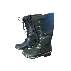 Sorel Conquest Carly Boots Womens 8 Black Suede Leather Waterproof Tall Riding thumbnail 3