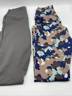Balance Athletica Yoga Pants Small High Waisted Gray Blue Camo Gym CrossFit 2 thumbnail 1