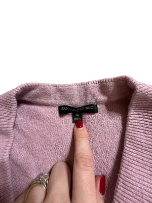 Banana Republic Pink V-Neck High-Low Slit Oversized Knit Sweater M thumbnail 2