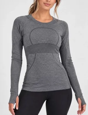 Lululemon Swiftly Tech Long Sleeve Crew Heathered Slate Gray Ice Shirt Size 4 thumbnail 1