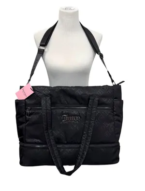 NEW Juicy Couture Black Monogram XL Travel Weekender Tote Bag thumbnail 1