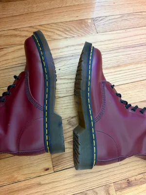 Dr. Martens Vintage 1B60 20-eye knee-high boots cherry smooth red oxblood Sz 9 Tall Lace-Up Leather Moto Combat Burgundy goth Rare thumbnail 11