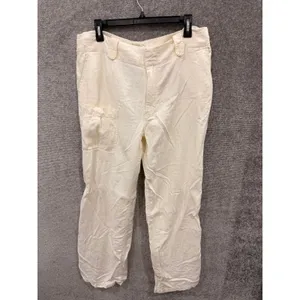 Armani Exchange Women Pants 34 Regular Ivory Linen Blend Cargo Straight Leg thumbnail 10