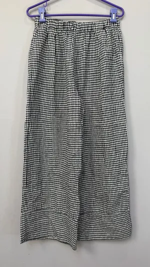 Reformation Gingham Wide Leg Pants Black White Size Medium Made in USA thumbnail 1
