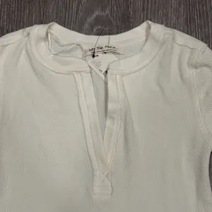 We The Free Mikah Layering Thermal Top Ivory Red Mixed Media Cuff Boho Small NEW thumbnail 4