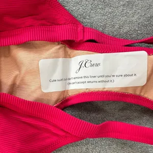 J Crew Ribbed Trim Hipster Bikini Bottom Pink Small BH485 Full Coverage New thumbnail 5