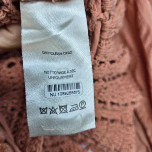 Free People Megan Crochet Peplum Blouse Open Back Boho Top Terracotta Gauze S thumbnail 7